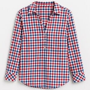 Vineyard Vines Women’s Long Sleeve Gingham Tunic Shirt Red White Blue Plaid